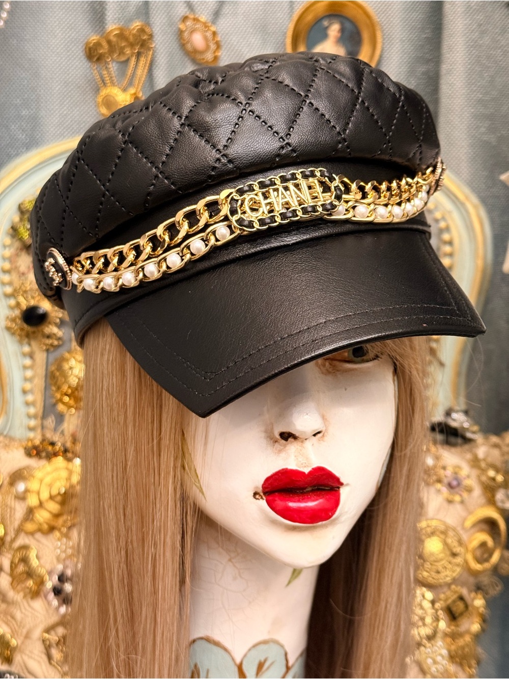 Parisian Runway Black Quilted Hat — Édition Couture